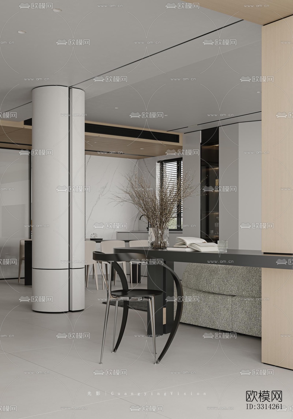 现代客餐厅效果图下载（渲染图7）