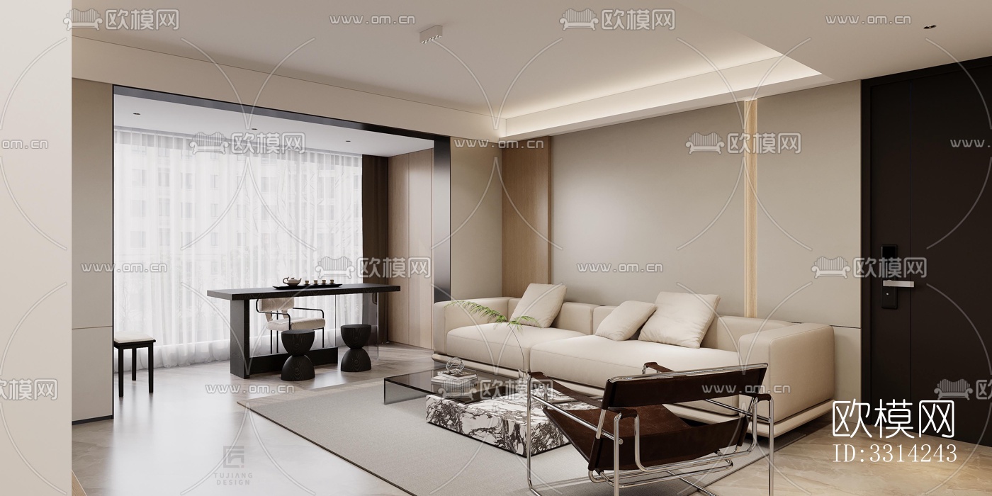 现代客餐厅效果图下载（渲染图2）