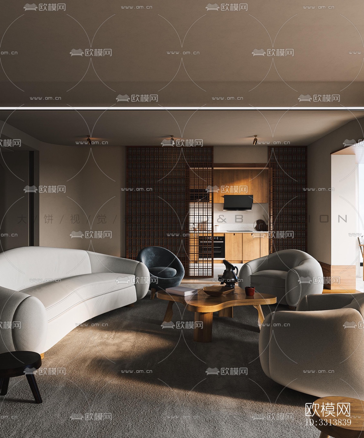 现代客餐厅效果图下载（渲染图9）