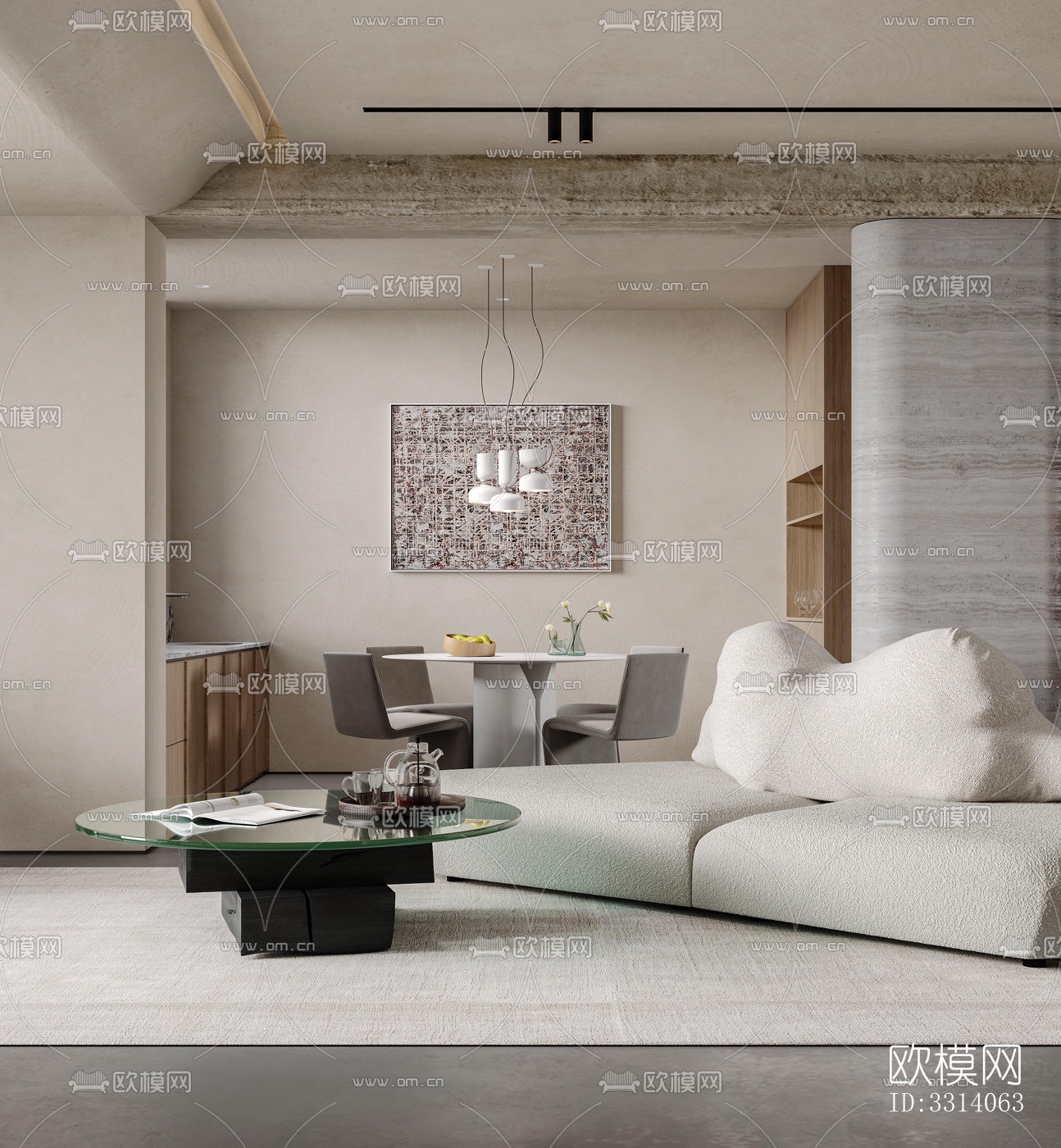 现代客餐厅效果图下载（渲染图5）