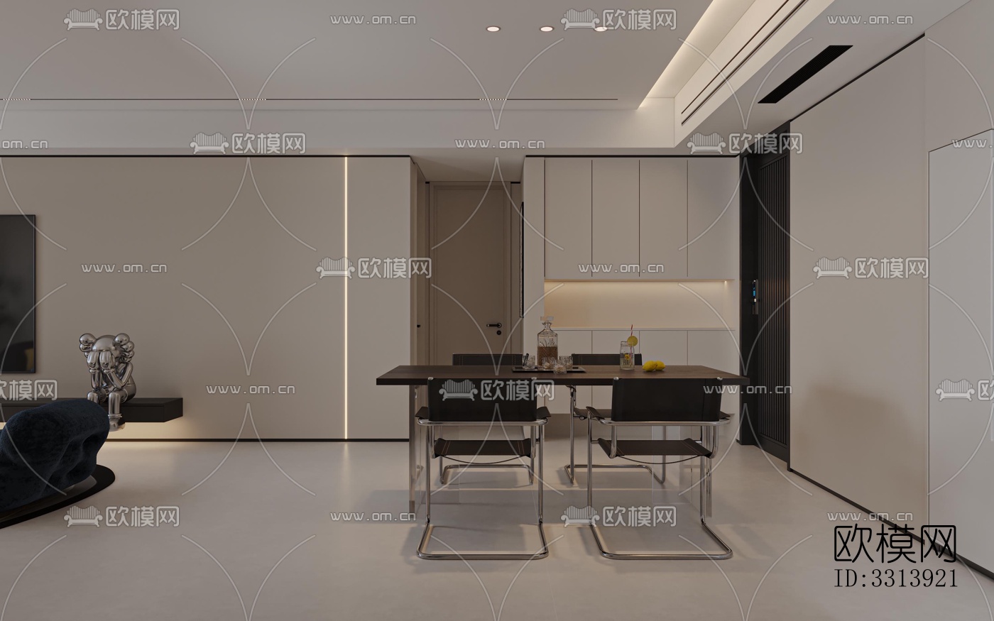 现代客餐厅效果图下载（渲染图9）