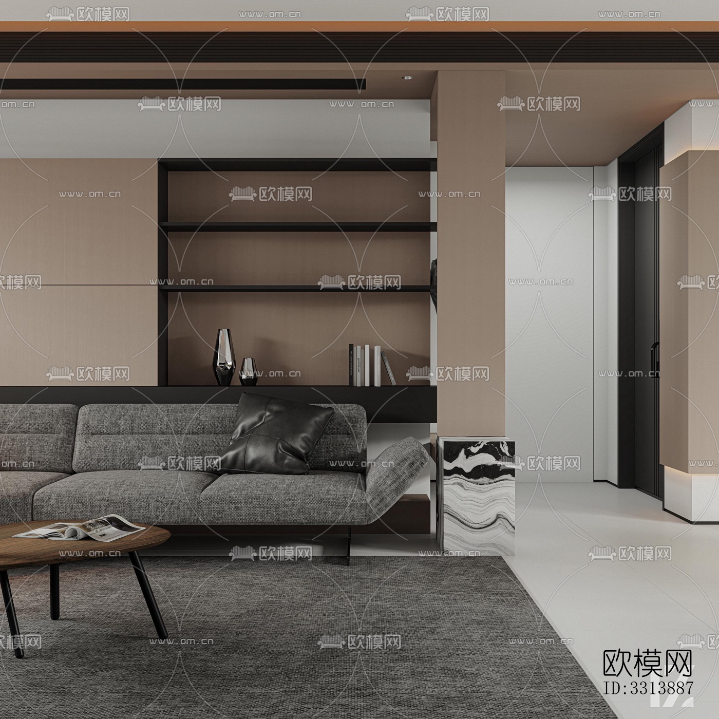 现代客餐厅效果图下载（渲染图6）