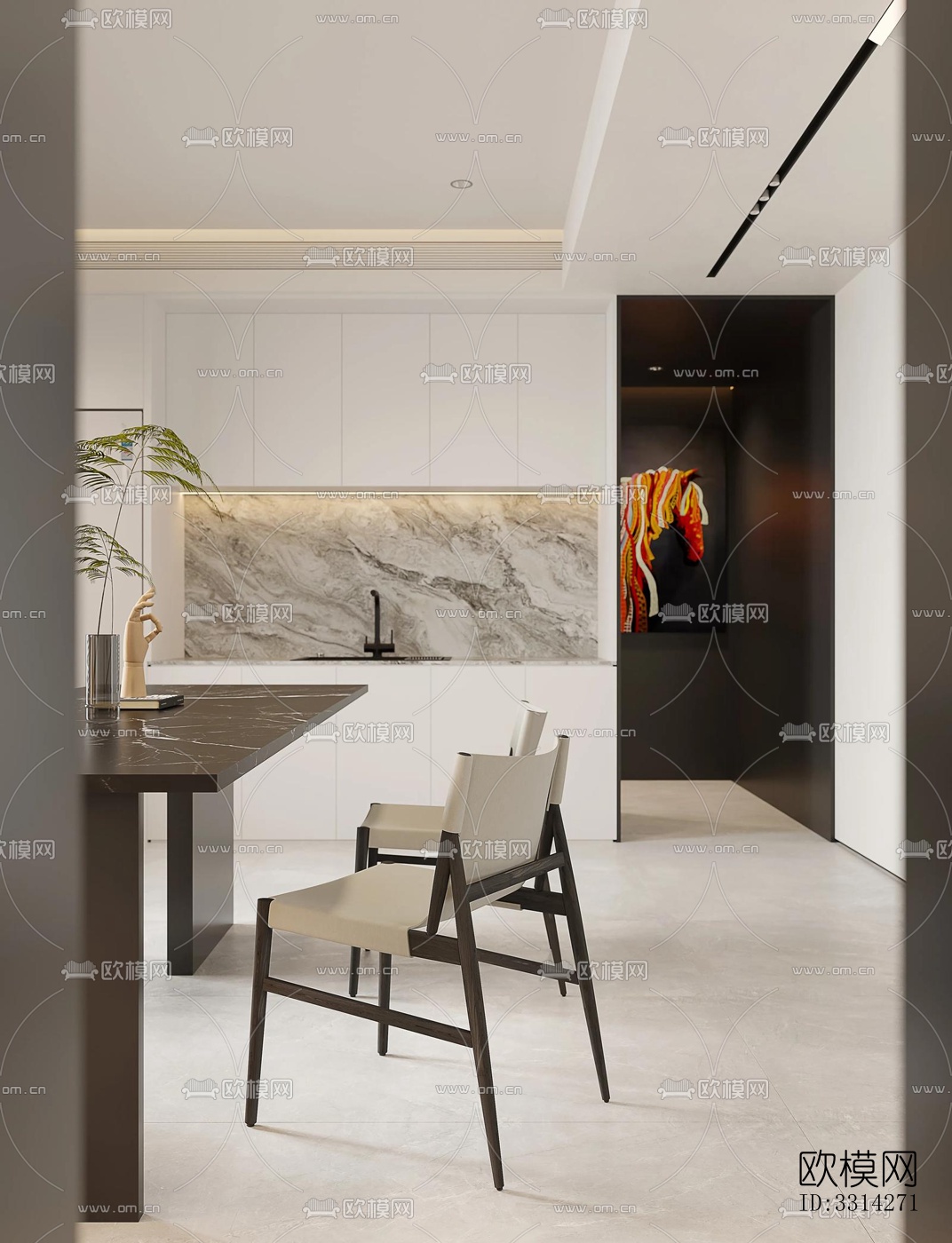 现代客餐厅效果图下载（渲染图7）