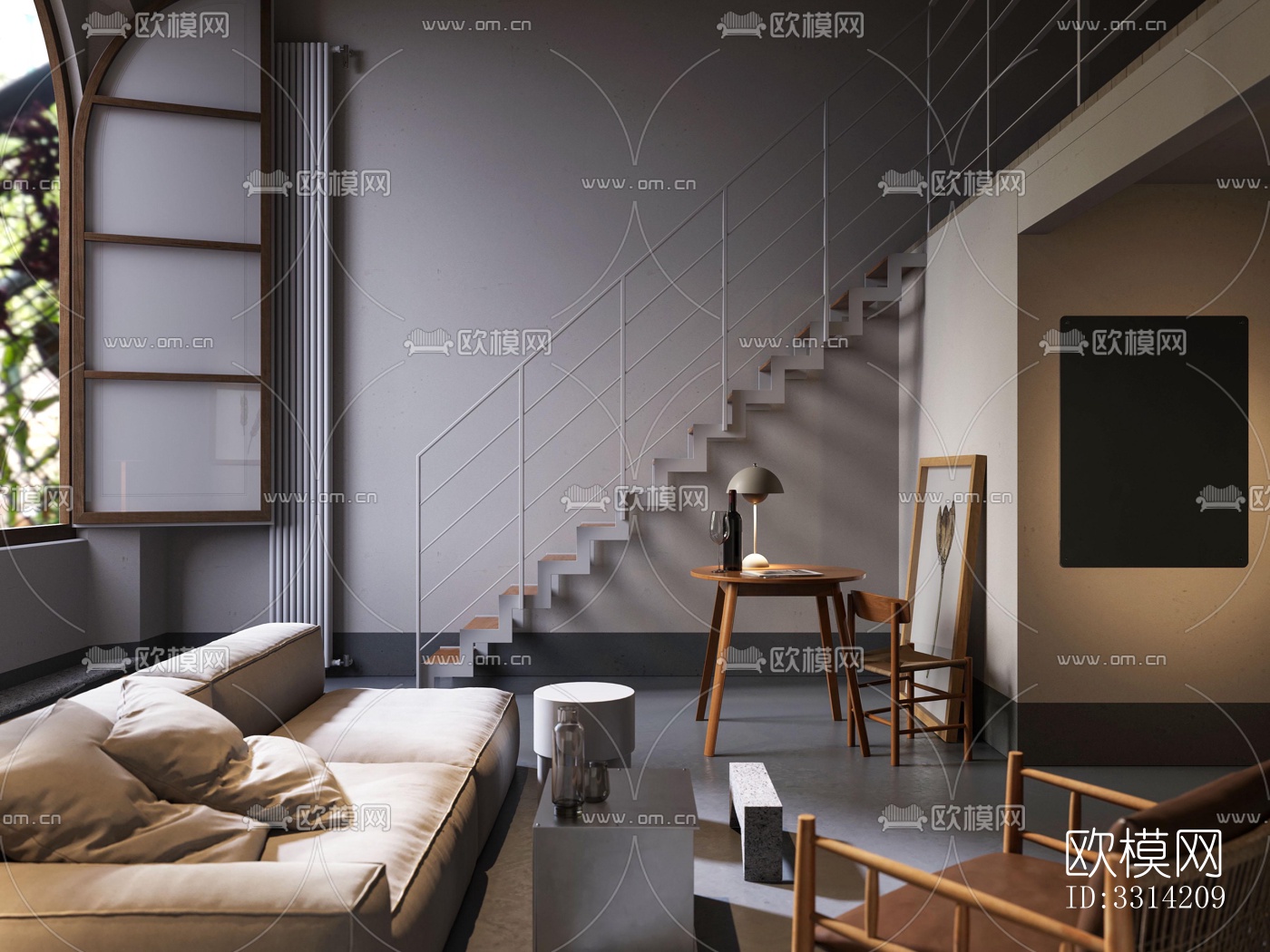 现代客餐厅效果图下载（渲染图4）