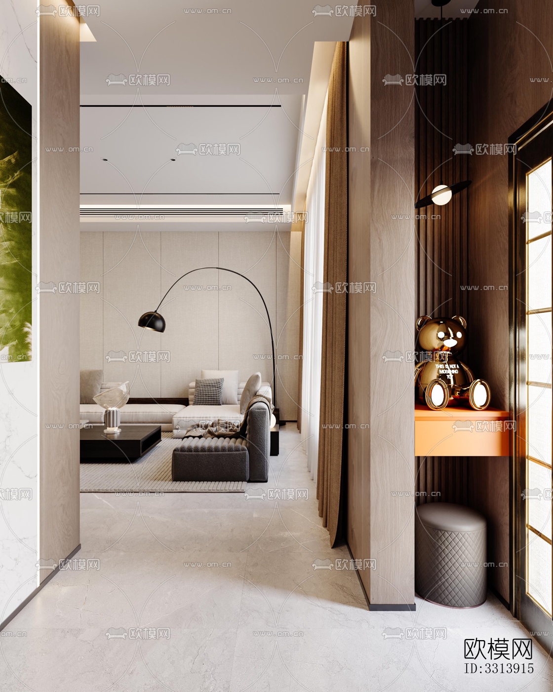 现代客餐厅效果图下载（渲染图2）