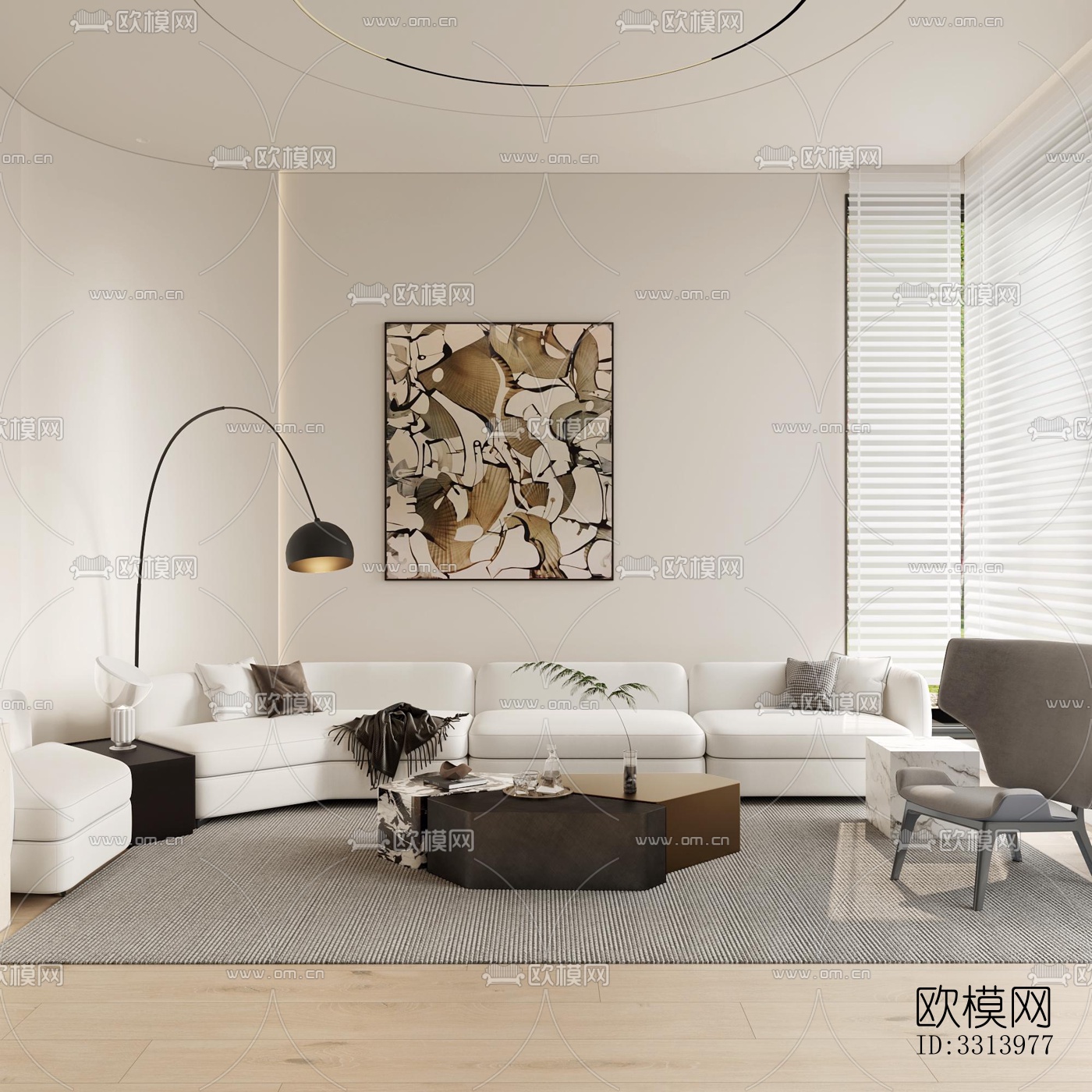 现代客餐厅效果图下载（渲染图3）