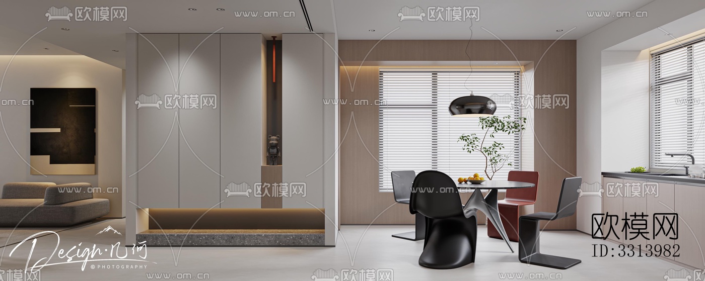 现代客餐厅效果图下载（渲染图9）