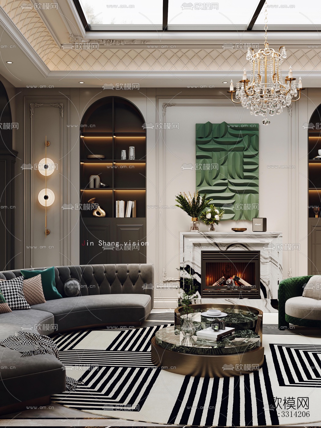 现代客餐厅效果图下载（渲染图13）