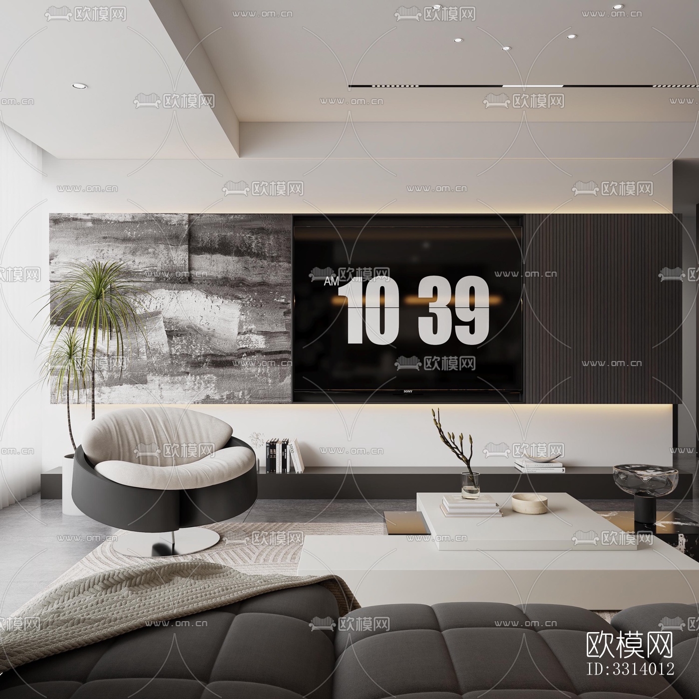 现代客餐厅效果图下载（渲染图1）