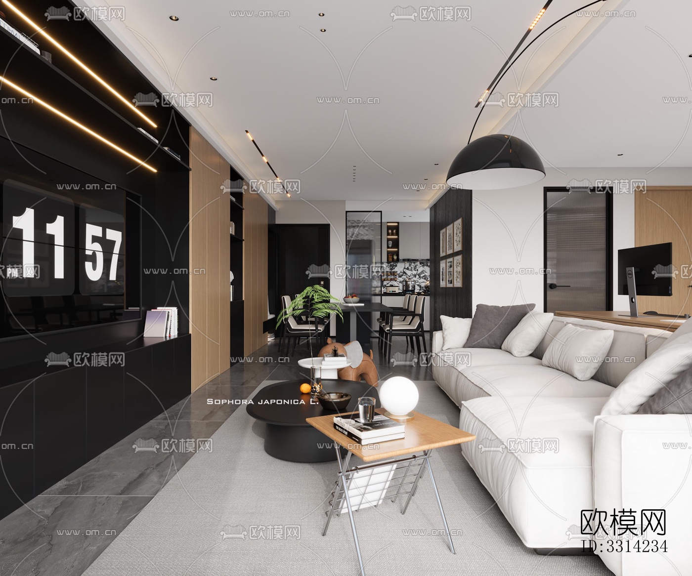 现代客餐厅效果图下载（渲染图6）