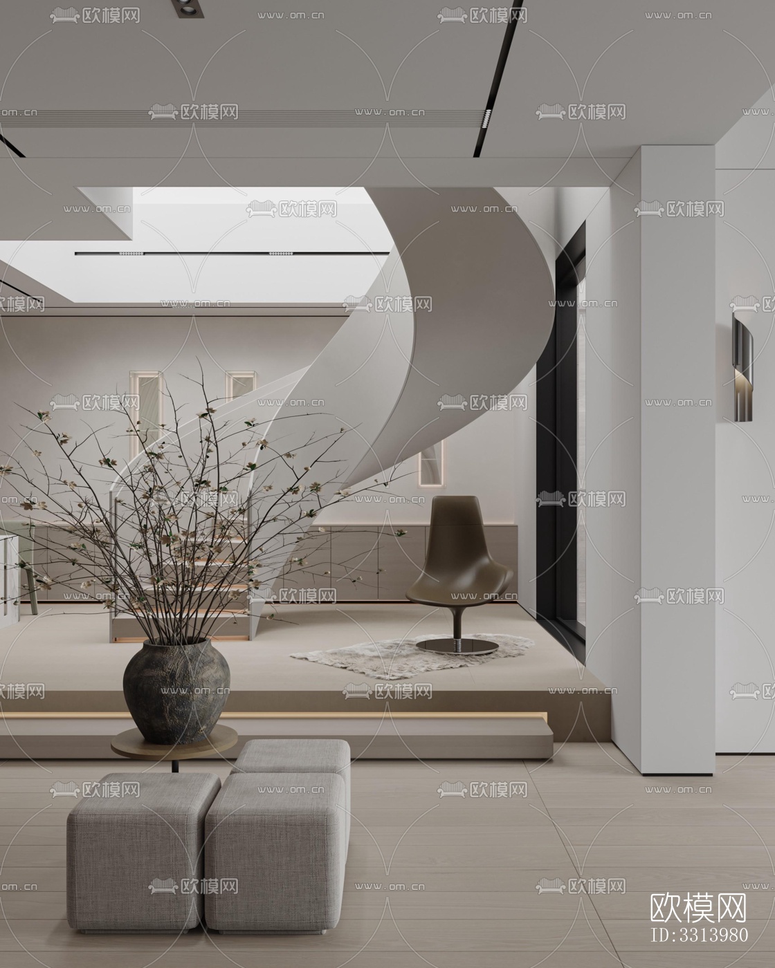 现代客餐厅效果图下载（渲染图4）