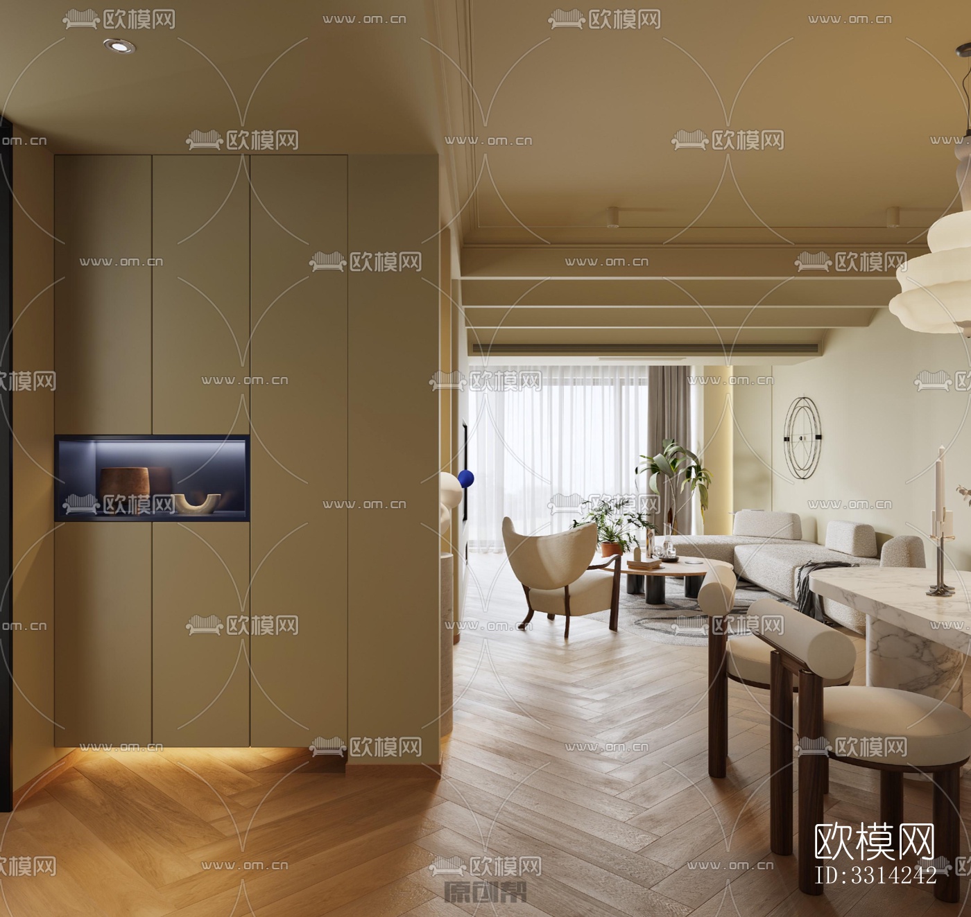 现代客餐厅效果图下载（渲染图9）