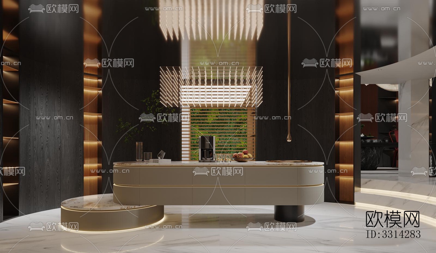 现代客餐厅效果图下载（渲染图4）