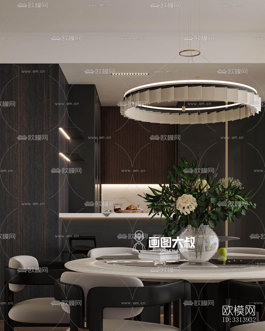 现代客餐厅效果图下载（渲染图5）