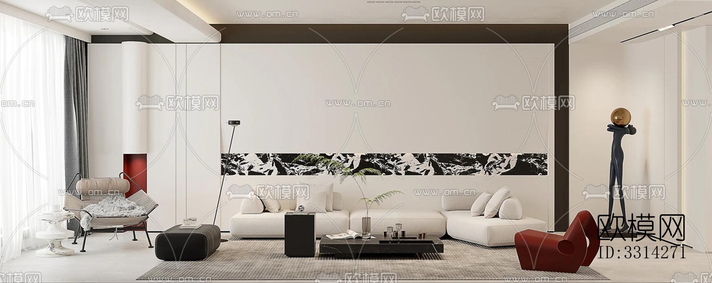 现代客餐厅效果图下载（渲染图2）