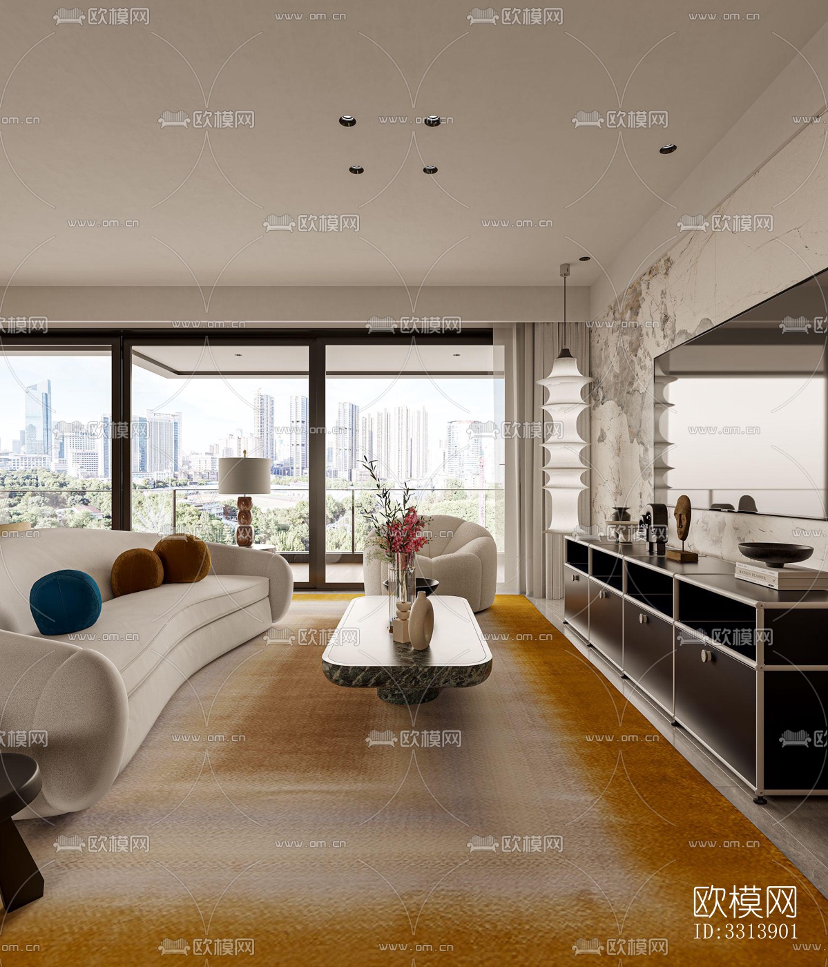 现代客餐厅效果图下载（渲染图3）