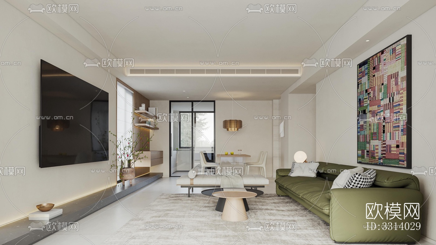 现代客餐厅效果图下载（渲染图3）