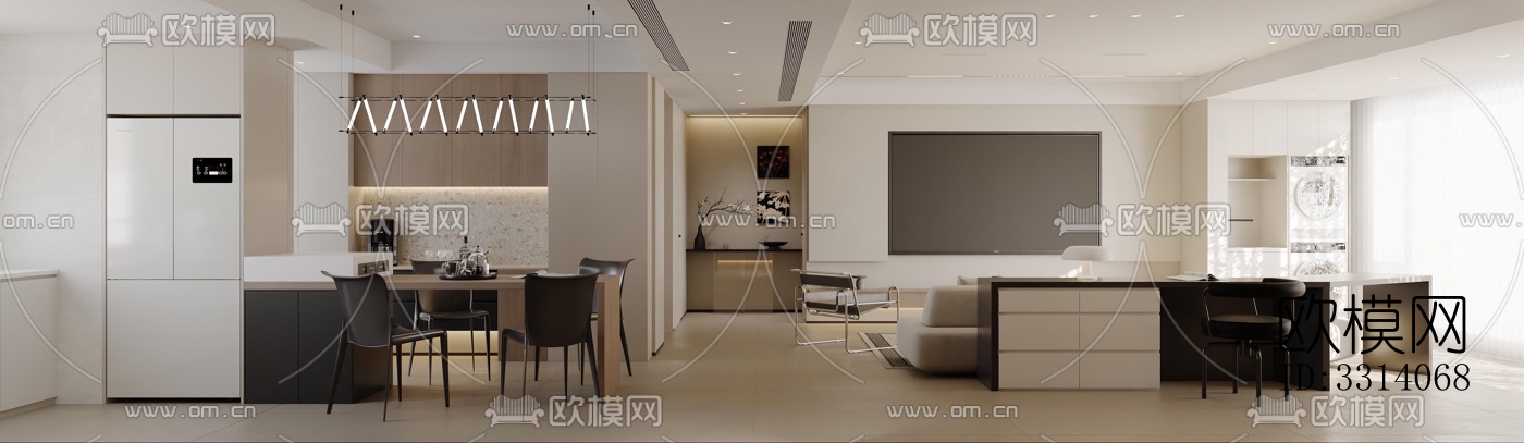 现代客餐厅效果图下载（渲染图8）