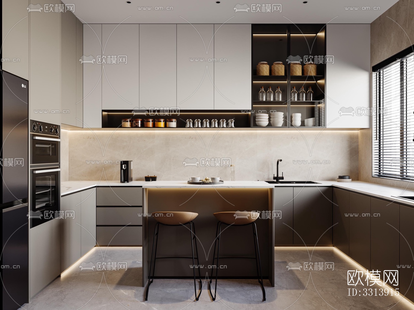 现代客餐厅效果图下载（渲染图9）