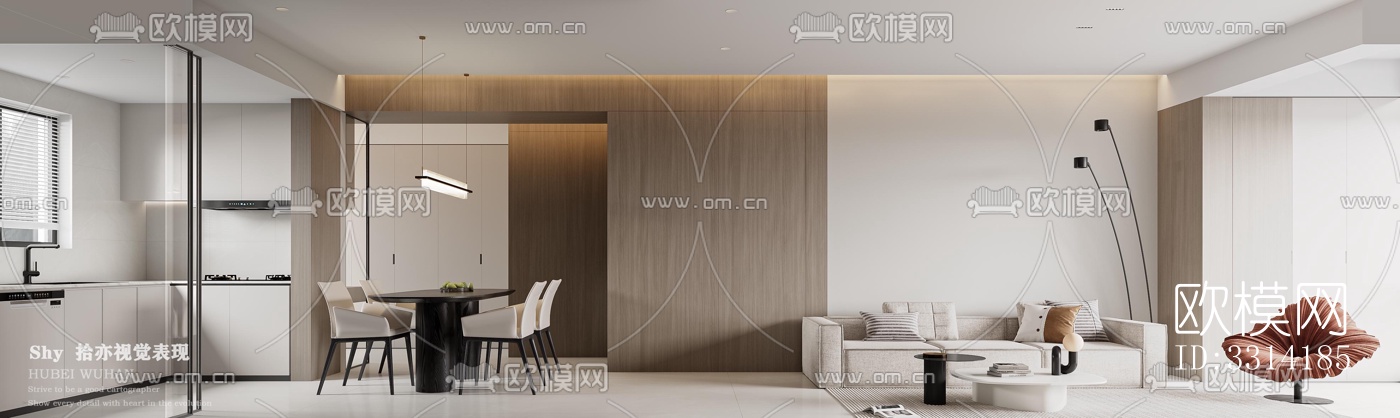 现代客餐厅效果图下载（渲染图5）