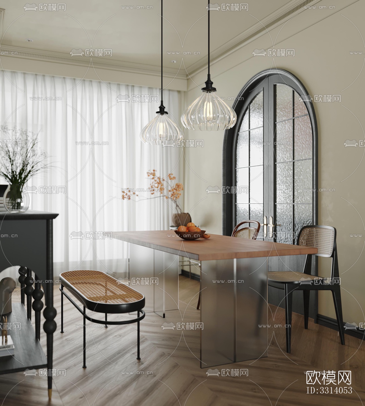 现代客餐厅效果图下载（渲染图6）