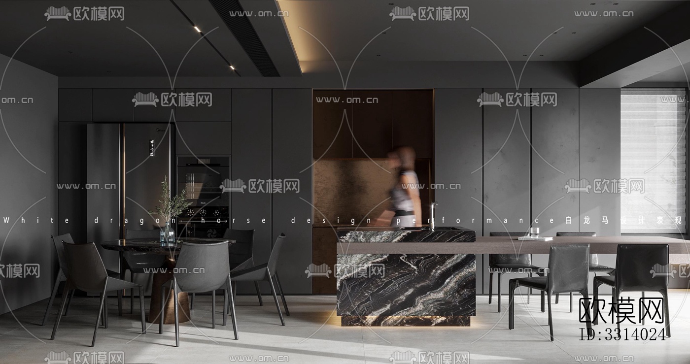 现代客餐厅效果图下载（渲染图9）