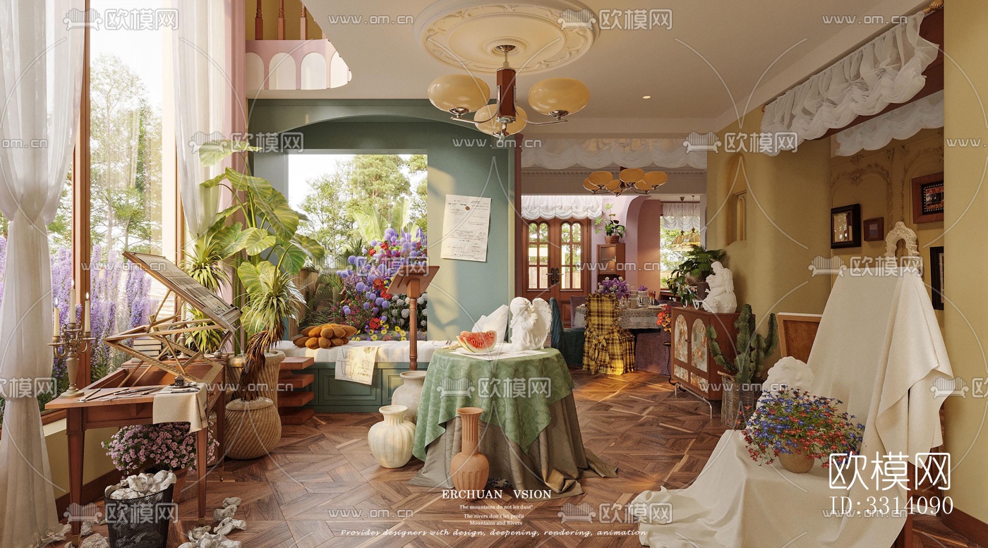 现代客餐厅效果图下载（渲染图17）