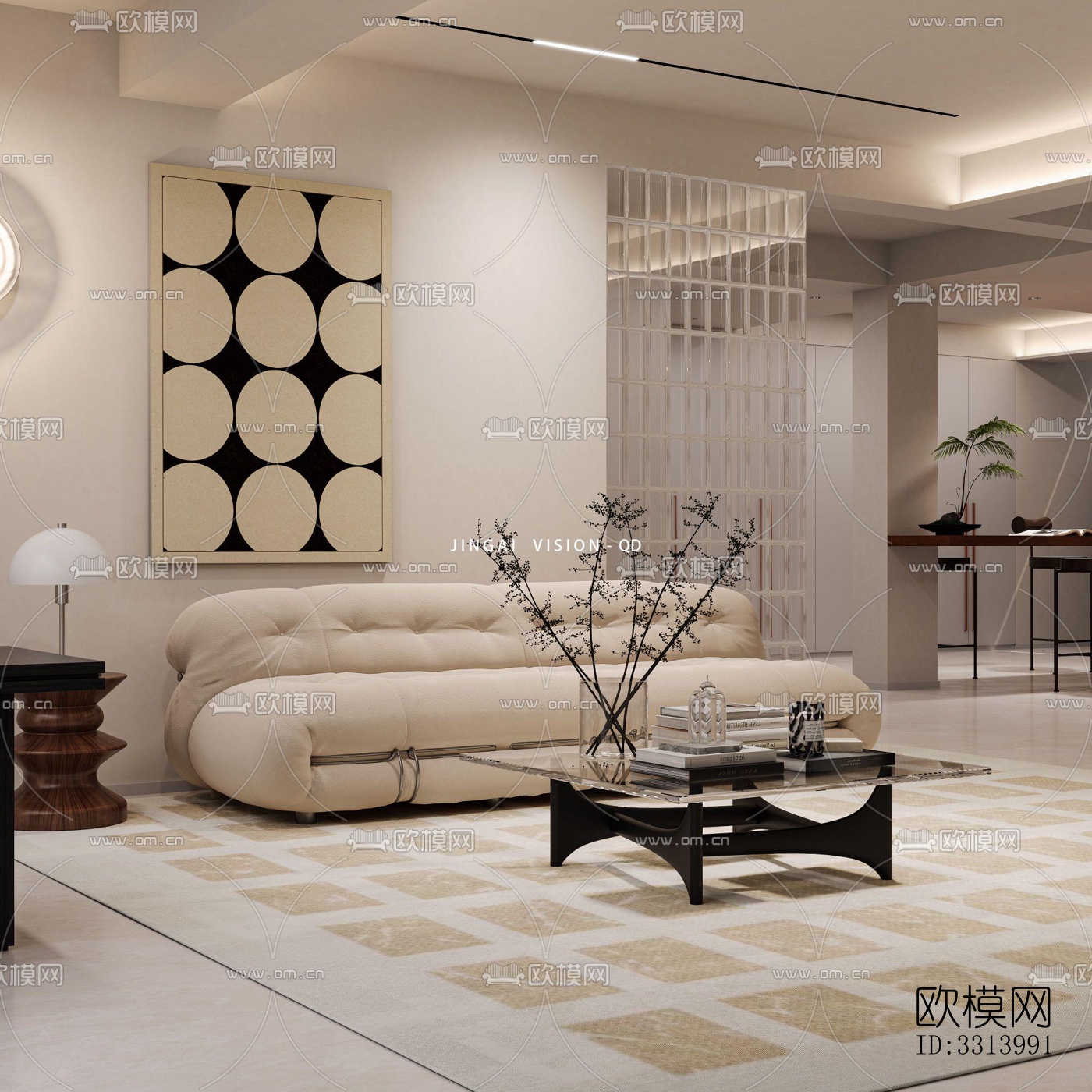 现代客餐厅效果图下载（渲染图4）