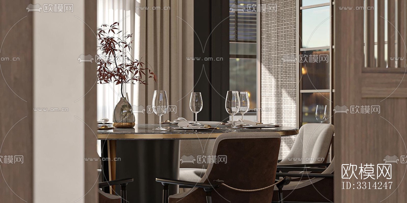 现代客餐厅效果图下载（渲染图6）