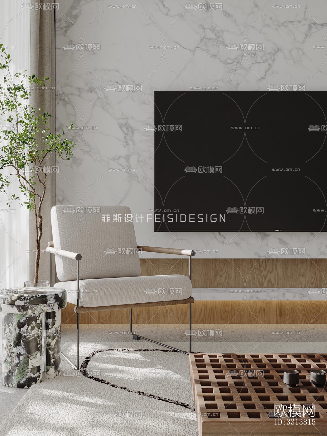 现代客餐厅效果图下载（渲染图3）