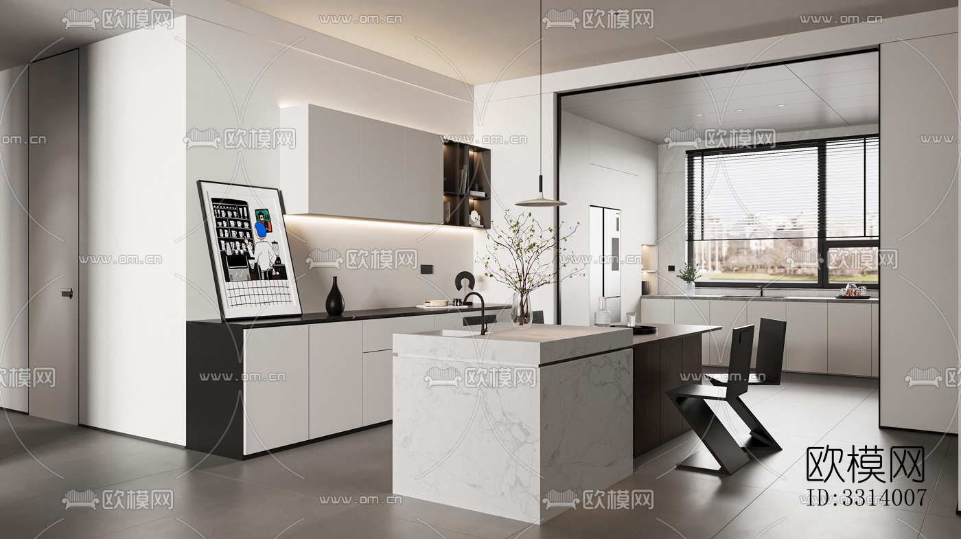 现代客餐厅效果图下载（渲染图9）