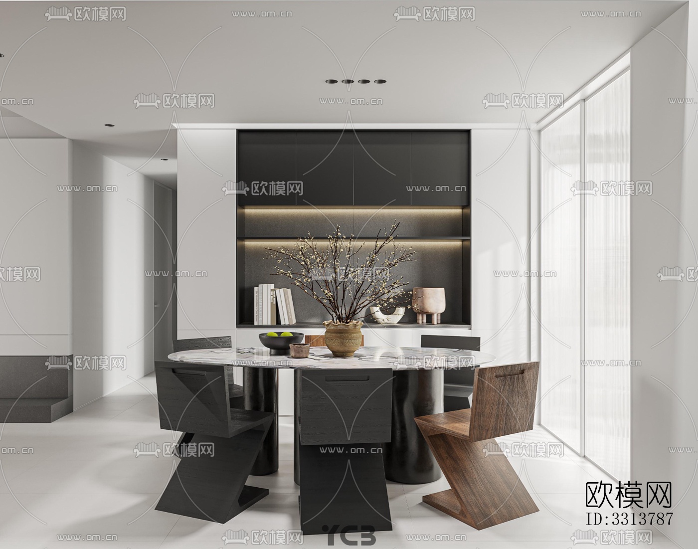 现代客餐厅效果图下载（渲染图5）