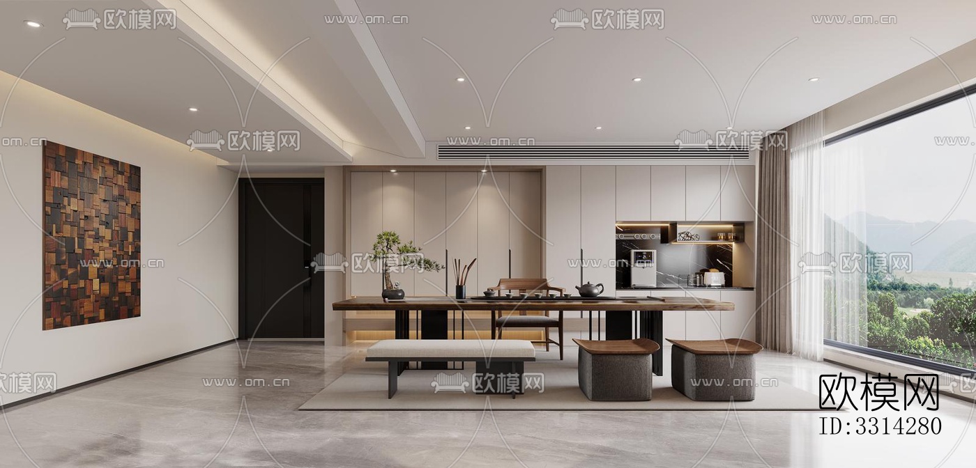 现代客餐厅效果图下载（渲染图4）