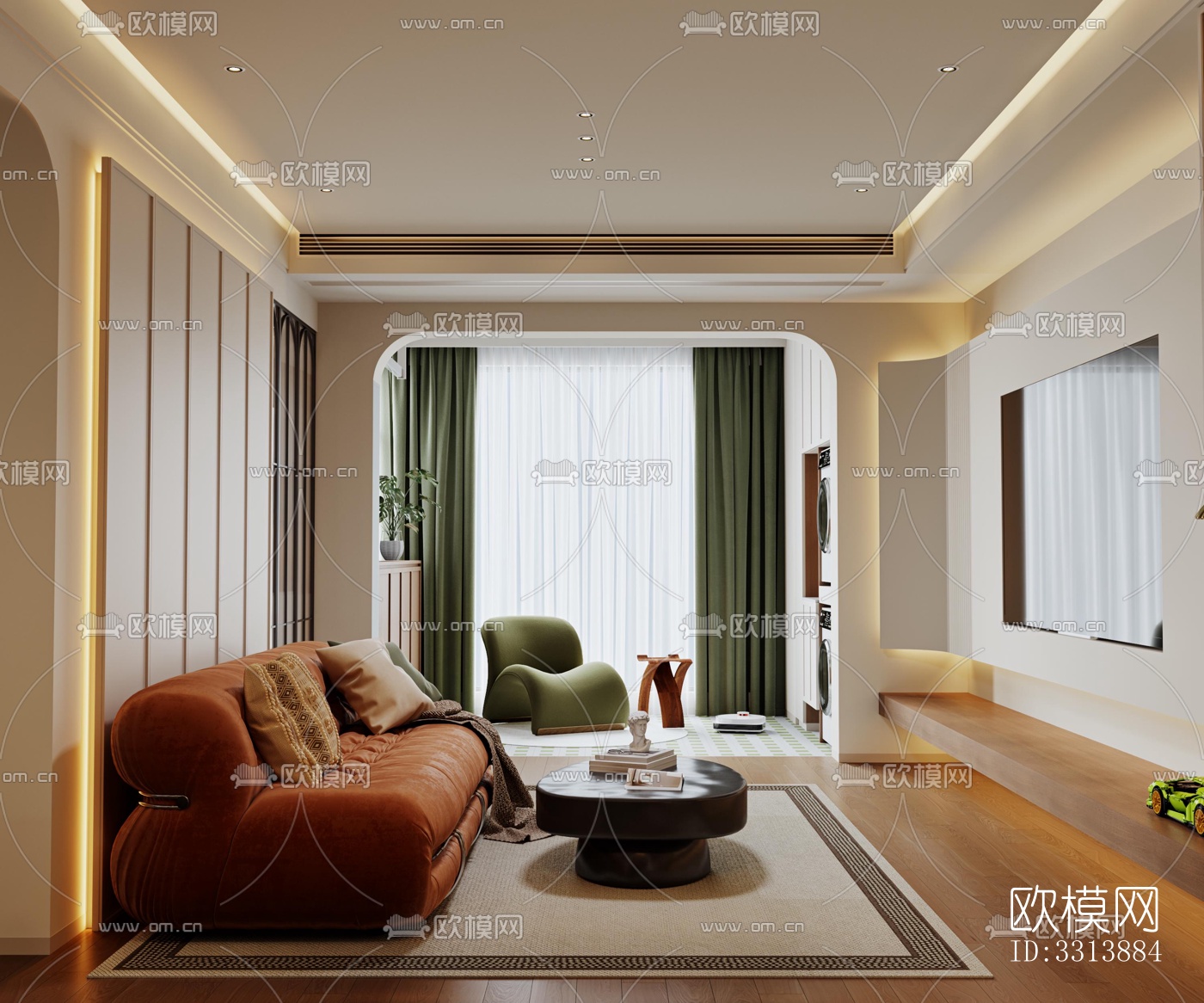 现代客餐厅效果图下载（渲染图3）