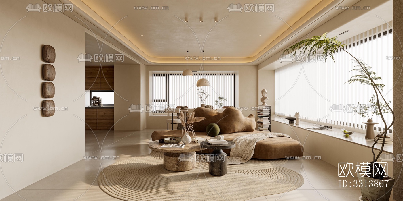 现代客餐厅效果图下载（渲染图6）