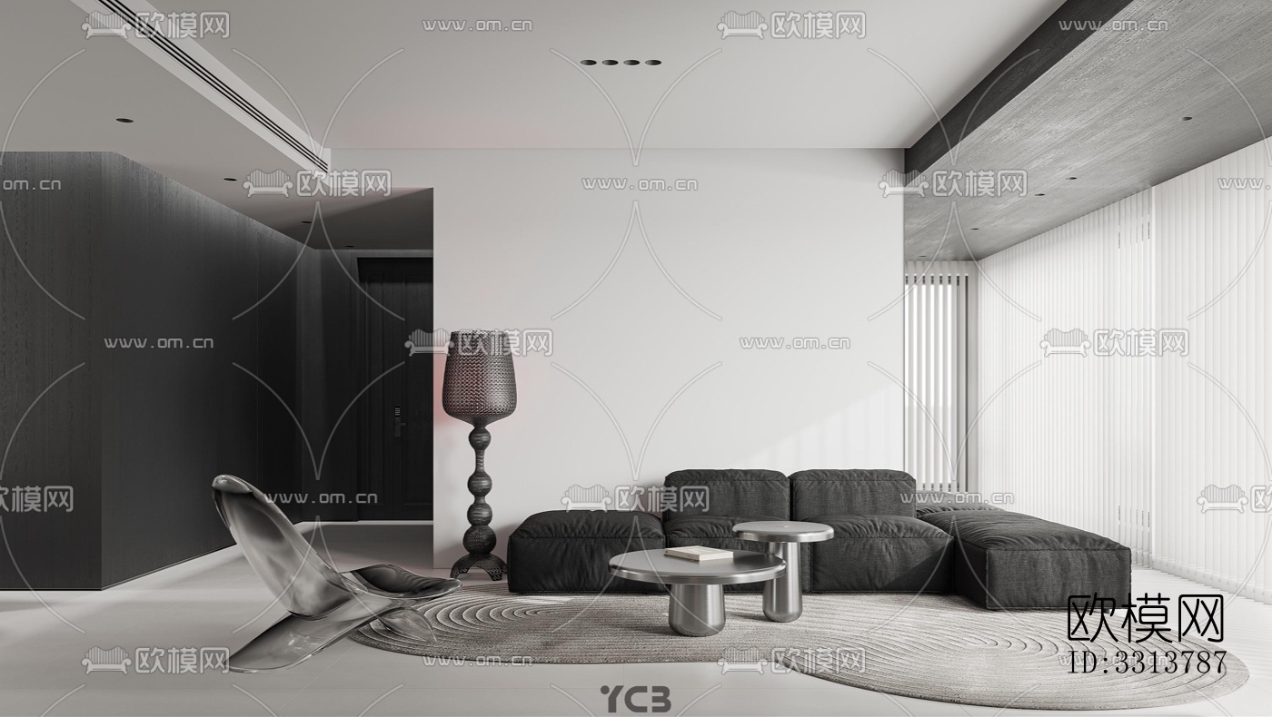 现代客餐厅效果图下载（渲染图1）