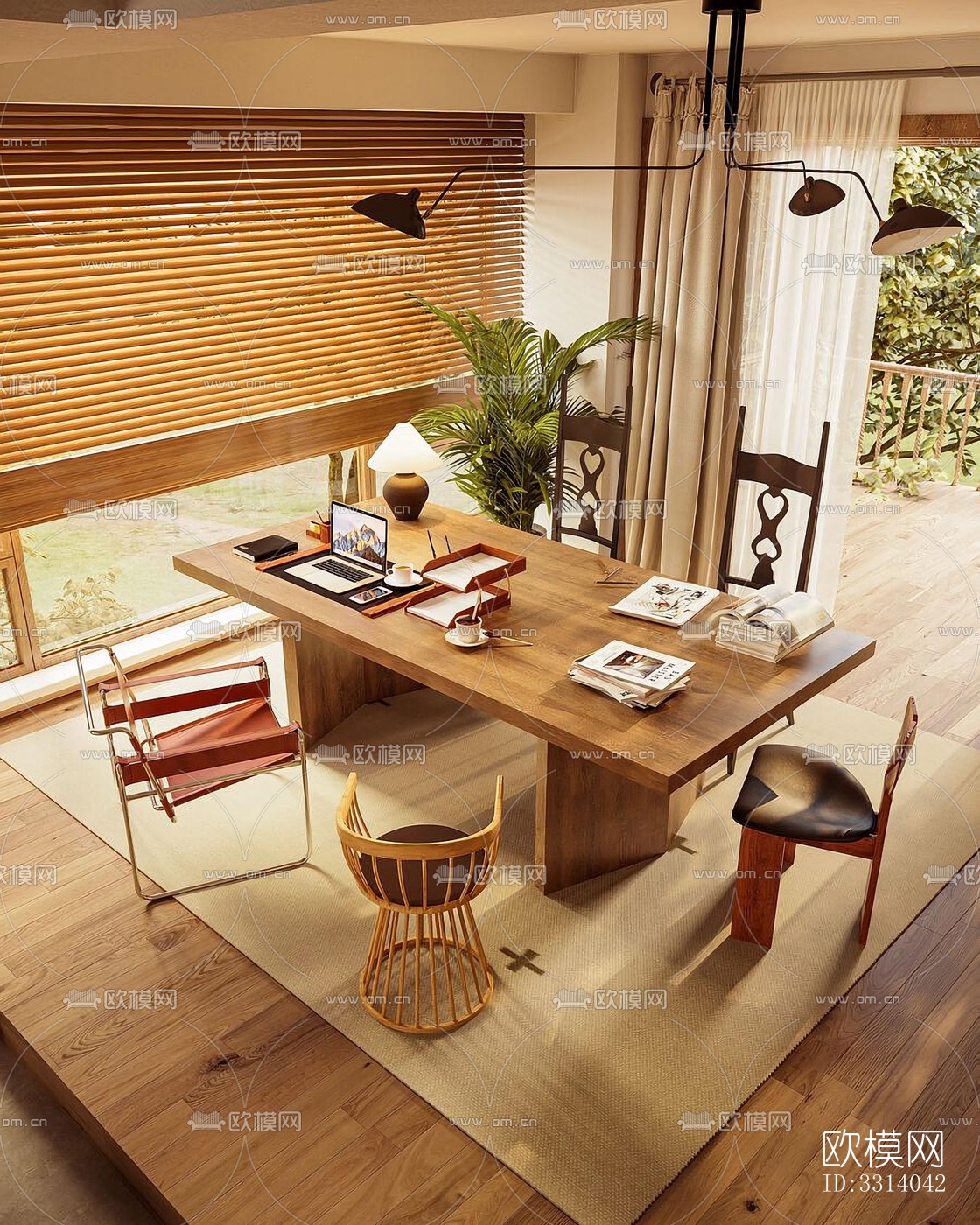 现代客餐厅效果图下载（渲染图4）