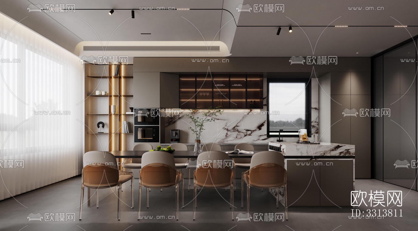 现代客餐厅效果图下载（渲染图10）