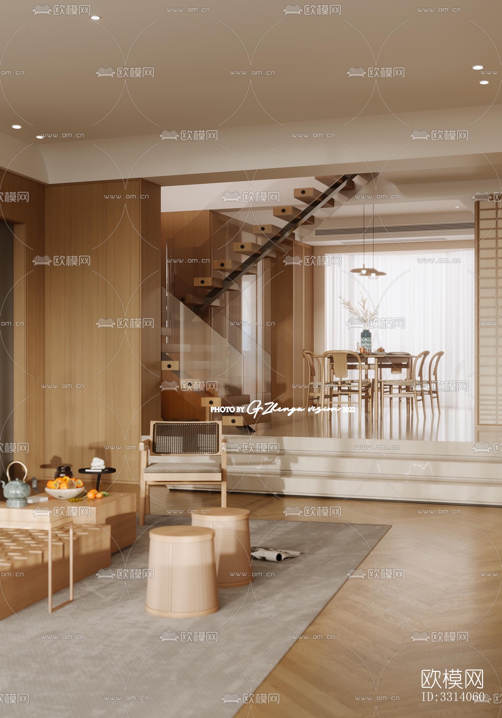 现代客餐厅效果图下载（渲染图7）