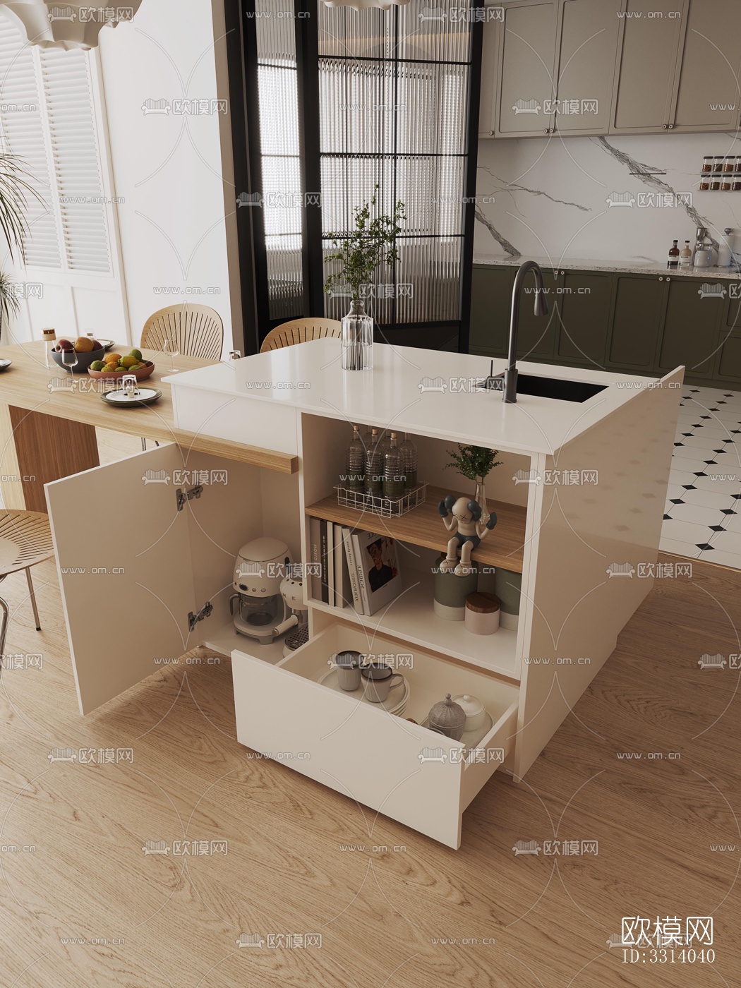 现代客餐厅效果图下载（渲染图8）