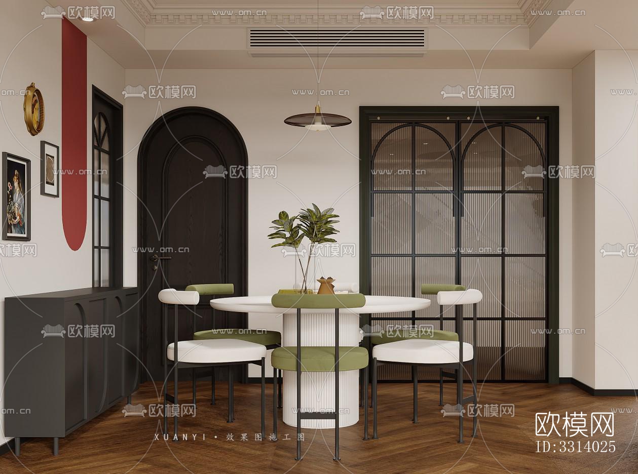 现代客餐厅效果图下载（渲染图3）