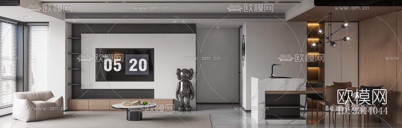 现代客餐厅效果图下载（渲染图7）