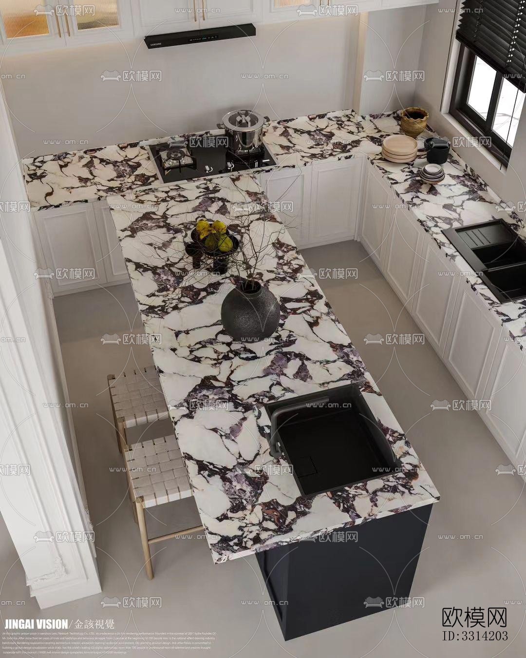 现代客餐厅效果图下载（渲染图4）