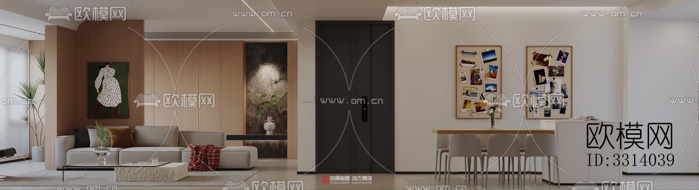 现代客餐厅效果图下载（渲染图7）