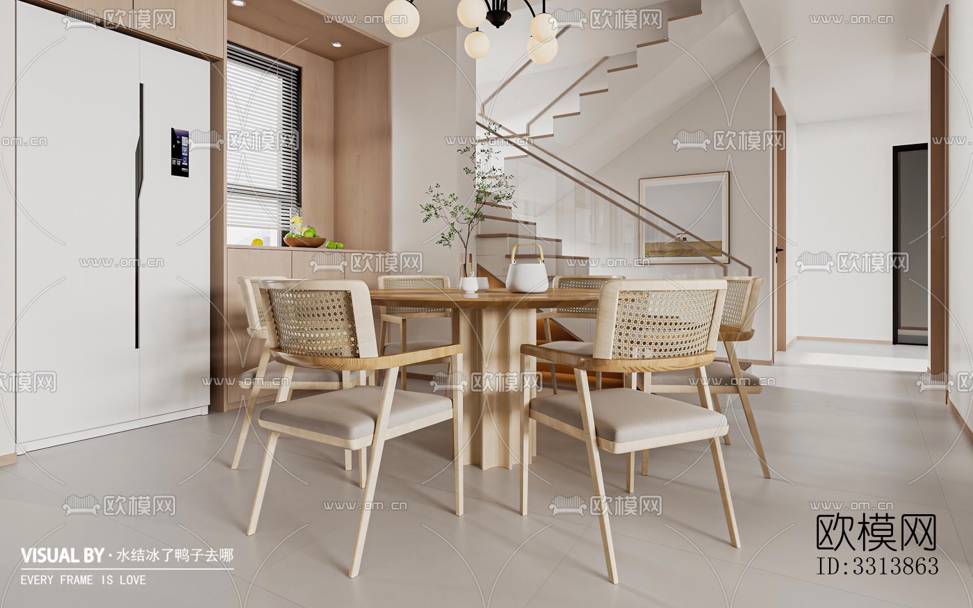 现代客餐厅效果图下载（渲染图4）