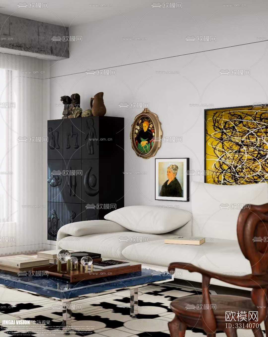 现代客餐厅效果图下载（渲染图3）