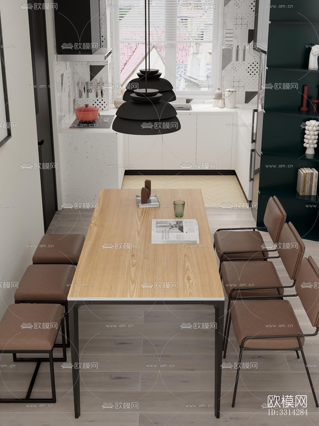 现代客餐厅效果图下载（渲染图6）