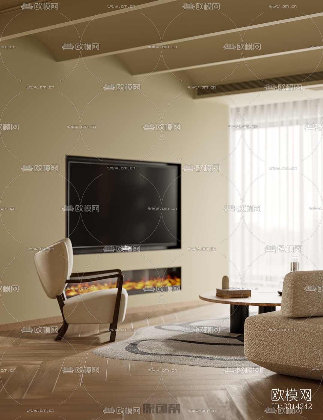 现代客餐厅效果图下载（渲染图4）