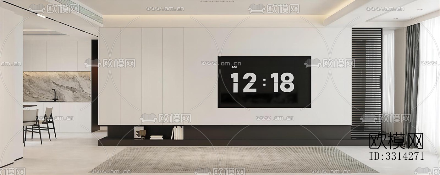 现代客餐厅效果图下载（渲染图13）