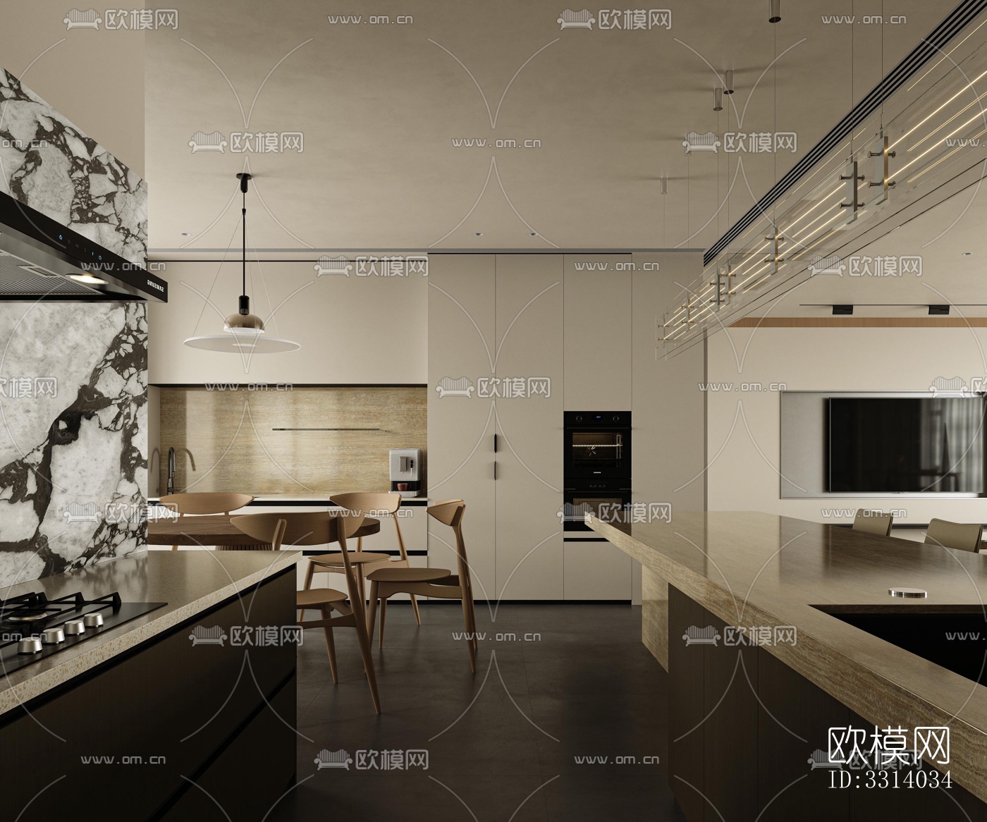 现代客餐厅效果图下载（渲染图8）